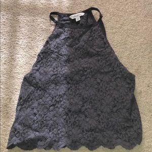 High neck lace tank top